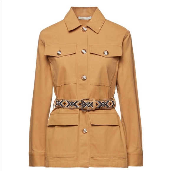 Maje Jackets & Blazers - MAJE belted bead-embellished cotton blend jacket